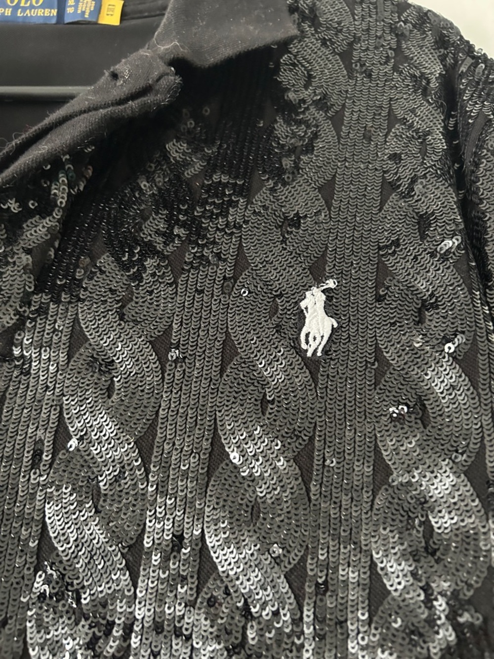 Polo by Ralph Lauren Black Sequin V-Neck Sweater Polo - Picture 4 of 9